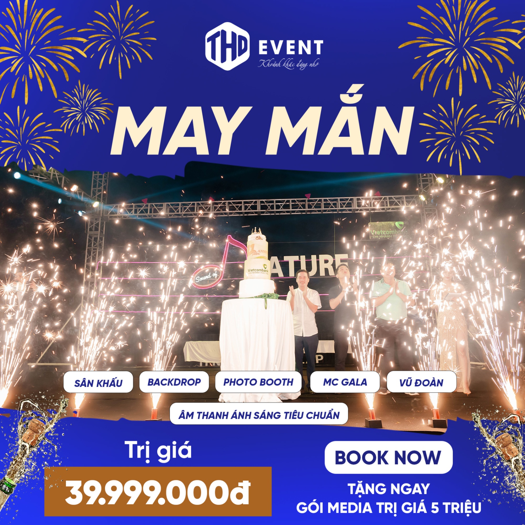 Gói sản phẩm tổ chức sự kiện Year End Party "May mắn" - Bữa tiệc cuối năm đáng nhớ với các dịch vụ chất lượng cao